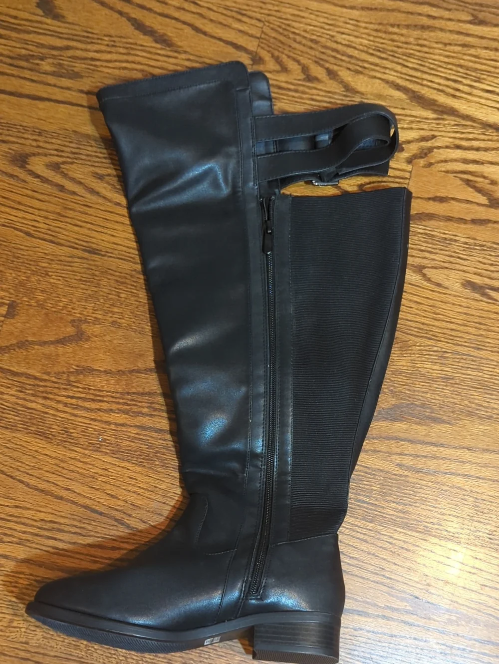 Torrid Black Over The Knee Boots  Adjustable double Buckles Sz 6.5W